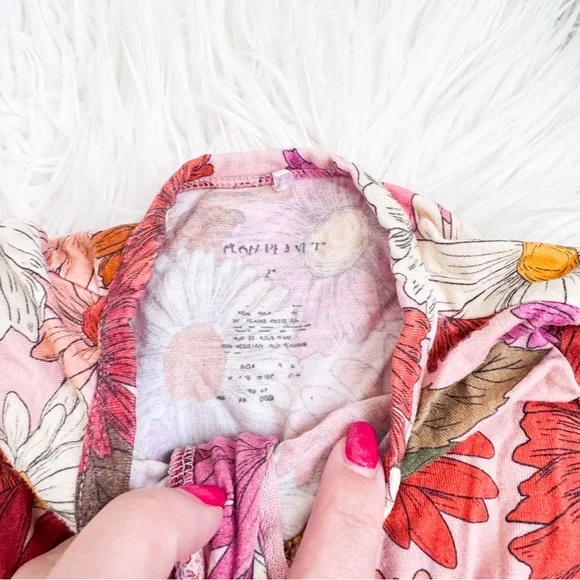 Posh Peanut | “Della” Floral Print Footie Ruffled Zippered One Piece - Picture 5 of 8